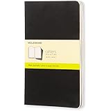 Moleskine Cahier Journal, Soft Cover, Large (5" x 8.25") Plain/Blank, Black, 80 Pages (Set of 3)