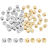 UNICRAFTALE 60Pcs 2 Colors Stainless Steel Beads Cube Beads Faceted Geometry Beads 2mm Hole Spacer Beads Metal Bracelet Beads for Bracelets Necklace Jewelry Making