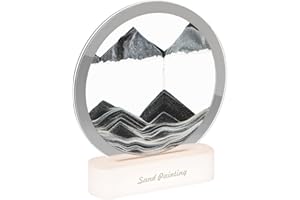 XC-Kluyr Moving Sand Art with Light(7 Color/Touch Control),3D Glass Quicksand Painting Bedside Lamp Decompression Liquid Office Decoration Gift (Black-1)