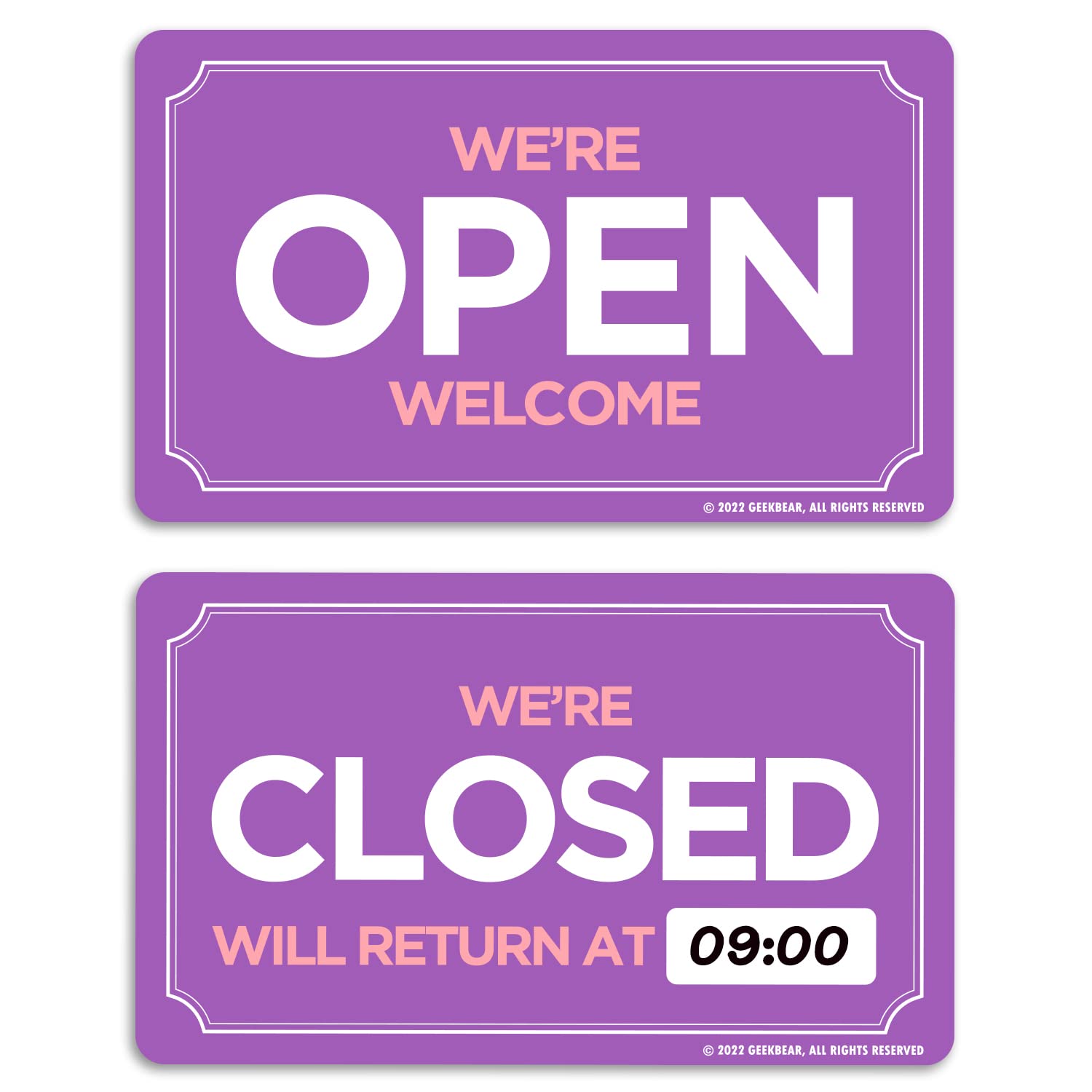 GEEKBEAR Open Closed Sign for Business - Acrylic, Double Sided, 9.8 x 5.9 in (12. Violet)