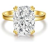 LANKRALOVNA 5CT Elongated Cushion Cut Engagement Ring for Women, S925 Sterling Silver Wedding Promise Cubic Zirconia Band, 14K Gold/White Gold Plated Anniversary Birthday Gifts for Her, Size 5-10