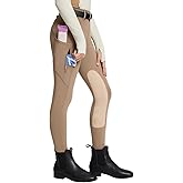 baleaf Girls Riding Pants Kids Equestrian Breeches Knee-Patch Zip Pocket Horseback Tights