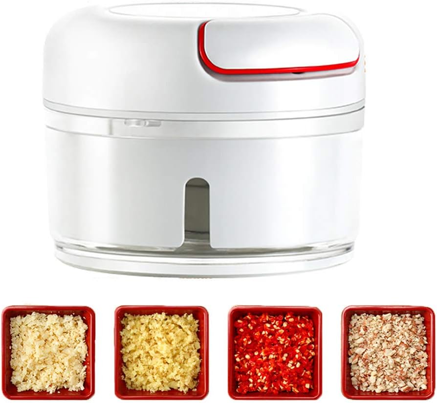 Mini Food Chopper Cutter Manual,hand Pull Garlic Press Vegetable Chopper Mincer Grinder,compact Food Processor For Ginger Nuts White L