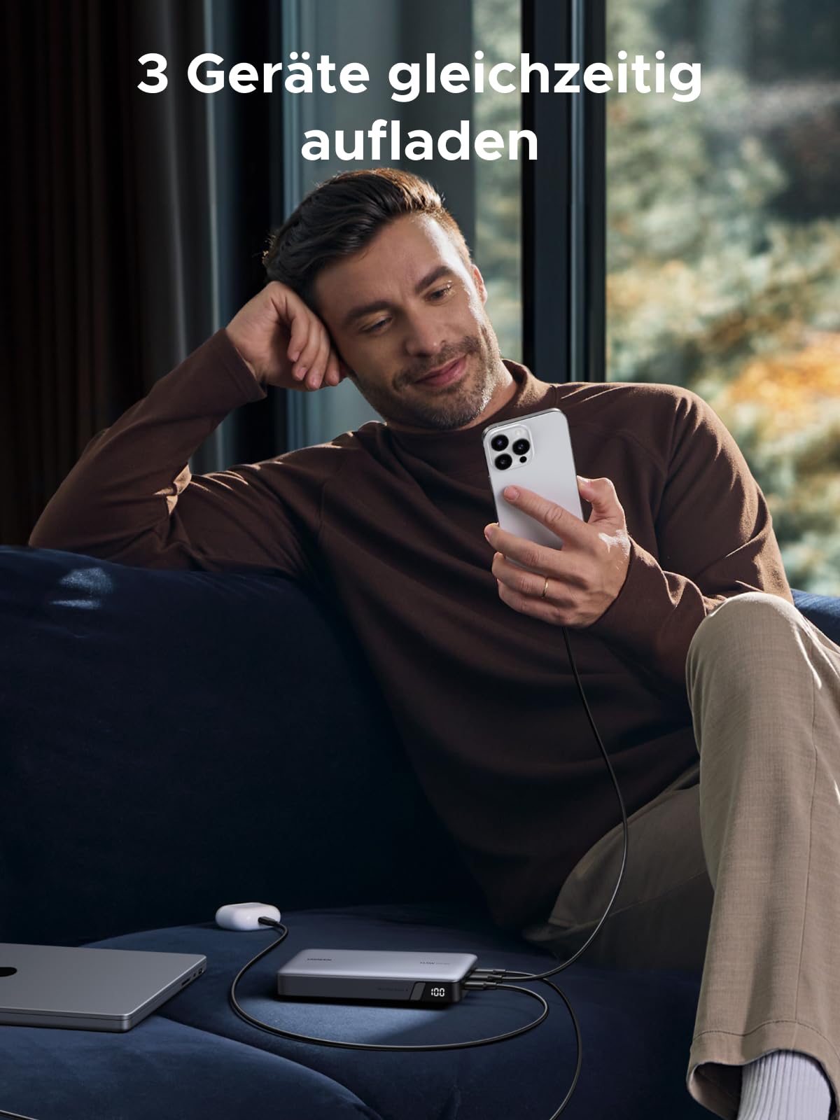 UGREEN Nexode Power Bank 145W Max 25000mAh externer Akku mit 3 Anschlüsse USB C Powerbank mit Digitales Display, kompatibel mit MacBook Pro/Air, iPhone 17 Pro Max/Pro/16/15, Galaxy S25 Ultra, Dell 4