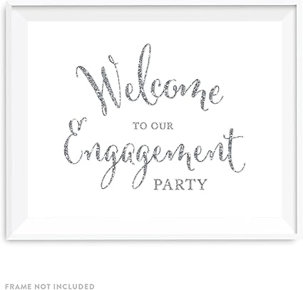 Amazon Com Andaz Press Wedding Party Signs Silver Glittering 8 5x11 Inch Welcome To Our Engagement Party 1 Pack Not Real Glitter Health Personal Care