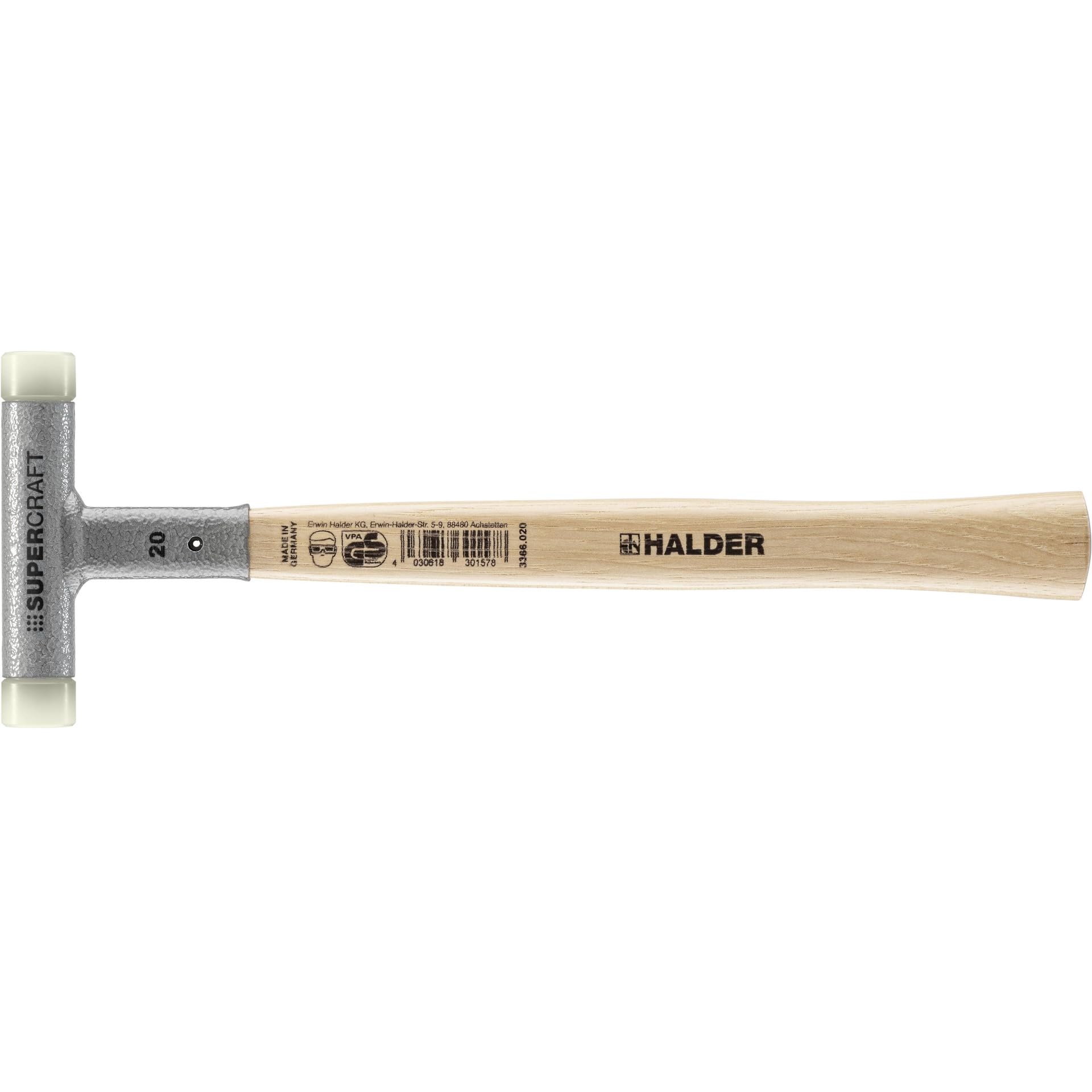 Halder 3366020 Nylon Mallet with Vibration-Reducing, Multi-Colour, 20 mm