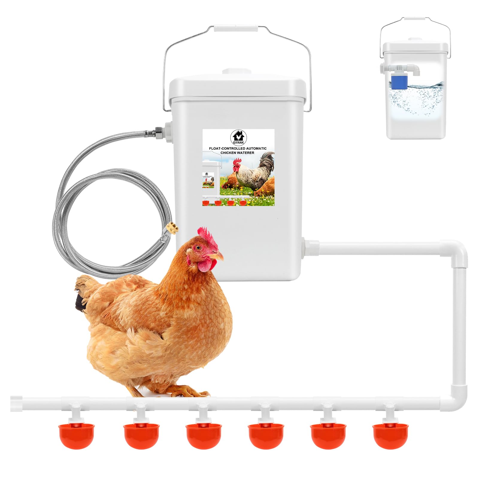 Photo 1 of Automatic Chicken Waterer Float Controlled, 3 Gallons Poultry Waterer Dispenser with Hose Attachment, Poultry Automatic Drinking Accessories for Chicks, Duck, Goose, Turkey