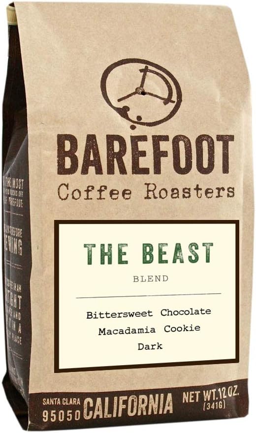 Barefoot Coffee "The Beast" Dark Roasted Whole Bean Coffee - 12 Ounce Bag