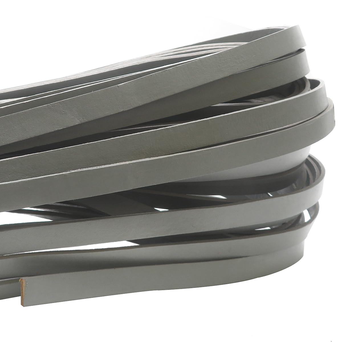 esnado Leather cord flat 10 mm x 2 mm, colour: grey, length: 5 metres, vegetable-tanned, for jewellery and creative projects