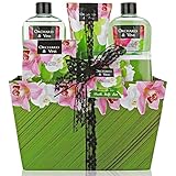 Lovestee Bath and Body Gift Set, Aromatherapy Bath Gift Basket for Men/Woman with Natural Orchard & Vine Scent Spa Gift Basket Includes Shower Gel, Bubble Bath, Body Lotion, Bath Salt, Towel