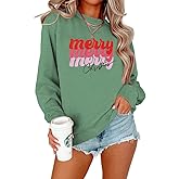 CM C&M WODRO Merry Christmas Sweatshirt for Women Funny Xmas Graphic Pullover Crewneck long Sleeve Loose Tops