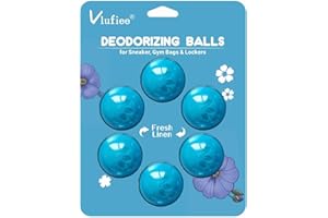 Vlufiee Shoe Deodorizer Balls for Sneaker, Fresh Linen Scent, Essential Oil Sneaker Deodorizer Ball, Small Spaces Odor Eliminator Air Freshener for Shoes, Gym Bags, Drawers and Locker (Fresh Line)