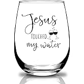 SOCOARZR Funny Christian Gift for Women,Jesus Gifts for Women,Birthday Friendship Gifts,Jesus Touched My Water 15 Oz Wine Glasses