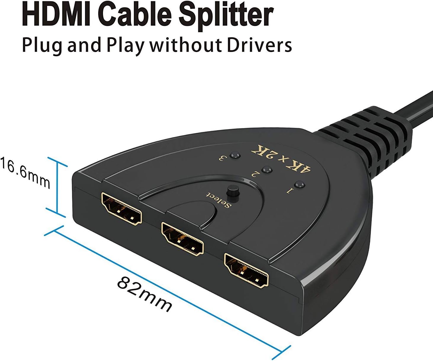 HDMI Switch,GANA 3 Port 4K HDMI Switch 3x1 Switch Splitter with Pigtail Cable Supports Full HD 4K 1080P 3D Player: Electronics