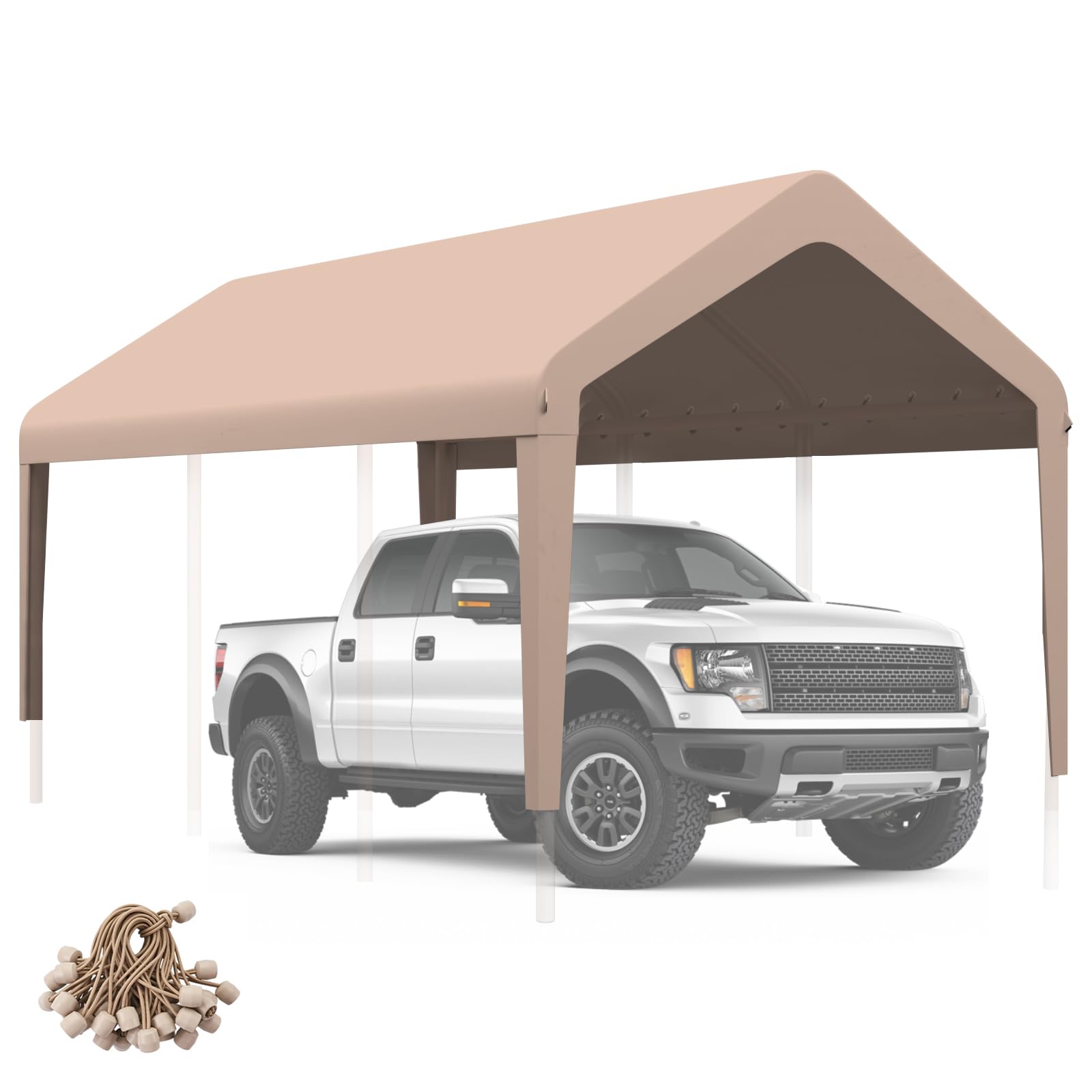 10x10 Ft Tan Heavy Duty 12 Mil Poly Tarp - Waterproof Cover For Patio, Camping, Carport