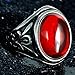 BOHO Jewelry Men's Vintage Stainless Steel Oval Ruby Ring Band Black Silver 10