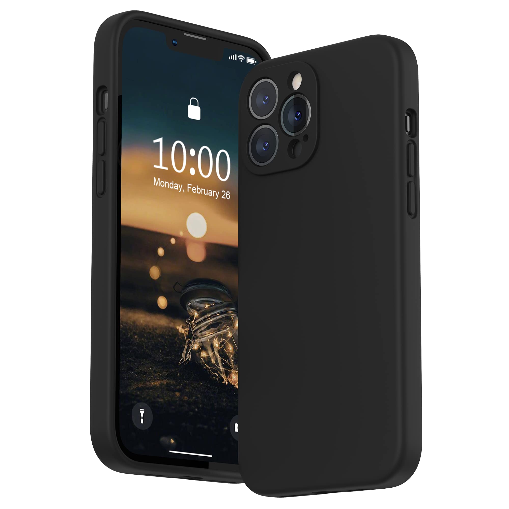 SURPHY Compatible with iPhone 13 Pro Max Case with Screen Protector, Liquid Silicone Protection for Each Lens Shockproof Thickened Rubber Cover for iPhone 13 Pro Max 6.7 inch 2021, Black — image 1