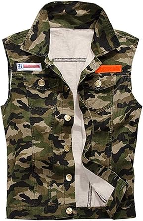 camo denim vest