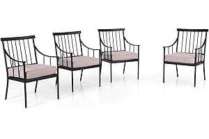 Sophia & William Metal Outdoor Dining Chairs with Seat Cushion, Black Patio Chairs Set of 4, Patio Bistro Conversation Furniture Set for Porch Yard Balcony, Load Capacity: 300lbs
