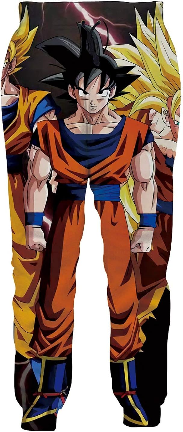 Ocsoc Women/Men Dragon Ball Z Joggers Sweatpants 3D Cartoon Anime Print Trousers with Drawstring Baggy Jogging Pants M-XXL
