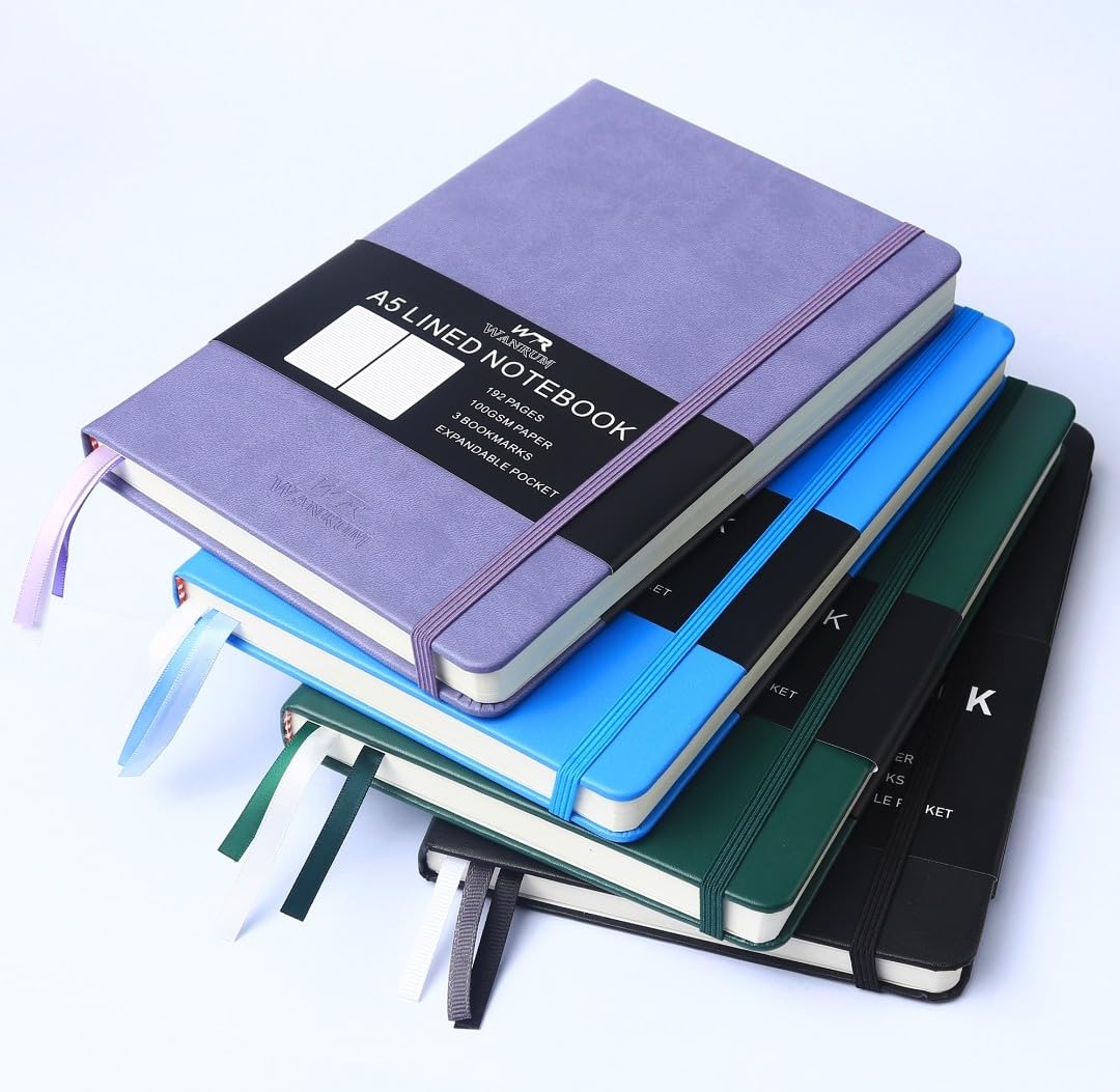 Wanrum Lined Notebook A5 - Hardback Notebook - 100 Gsm Thick Paper with 192 Pages | 8.3-5.5 Inches | Our A5 Journal Lined is Perfect for Notes keeping, Office, Home, School, Business & Writings…