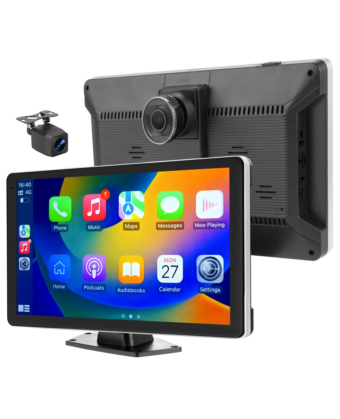 Photo 1 of 9" Wireless CarPlay Screen for Car with Android Auto, 4K Dash Cam & 1080P Backup Camera, Portable Touchscreen Car Stereo with GPS Navigation, Bluetooth, Mirror Link, Voice Control, Plug & Play