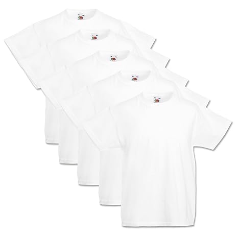 5 Fruit of the loom Kinder T Shirts 104 116 128 140 152 164 Viele Farben 100%Baumwolle