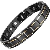 MagEnergy Men's Magnetic Bracelets,Titanium Steel Magnetic Bracelet for Men with 3500 Gauss Magnets,Adjustable Jewelry with Gift Box for Father's Day (Balck&Gold)