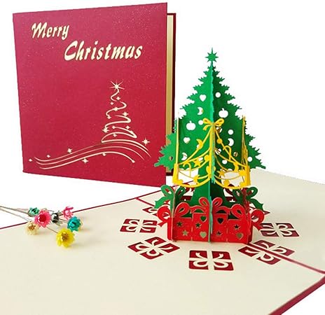 Amazon Pichidr Jp クリスマスカード 3d 立体 クリスマス カード ポップアップ クリスマス ギフト カード Diy Pop Up クリスマスグリーティングカード 15cmx15cm 封筒付き 挨拶状封筒 文房具 オフィス用品