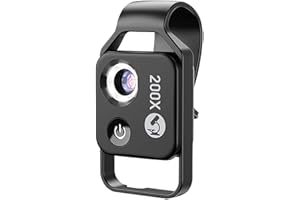 Nano Zoom 200X Smartphone Microscope, Nanozoom Cell Phone Lens, Portable Phone Microscope Lens with LED Light (Black MS002BK)