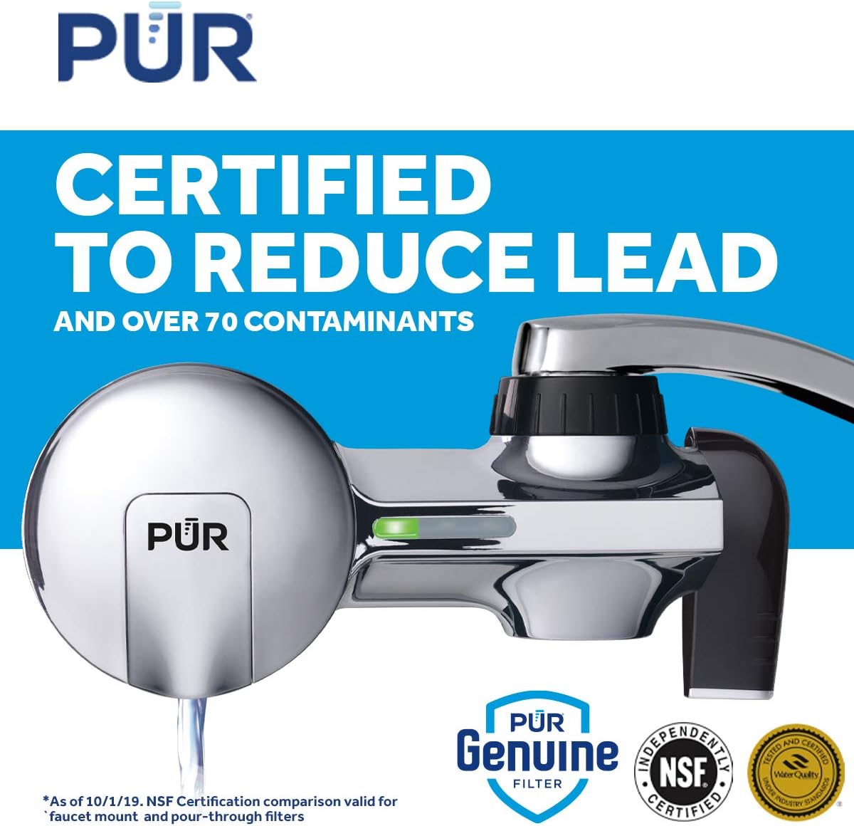 PUR PFM400H Faucet Water Filtration System, Horizontal, Chrome - - 