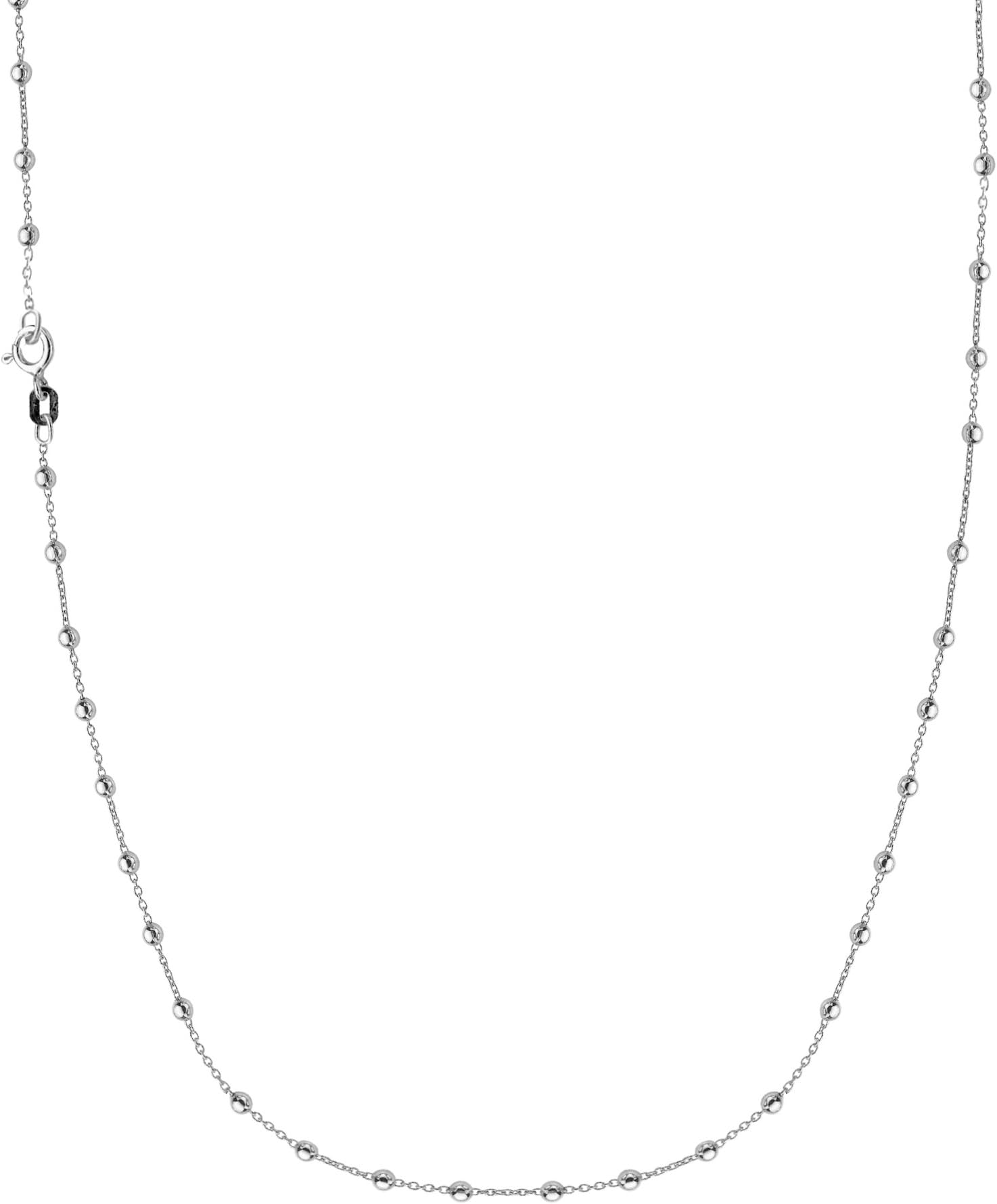 Ritastephens Sterling Silver Italian Shiny Ball Bead Station Link Chain Anklet or Necklace