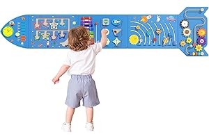 nigwet Rocket Activity Wall Busy Board Panels - Sensory Wall Panel for Kids, Montessori Toddler Wall Activity Board, Wall Toys for Toddlers 3, Activity Cube, Wall Activity Board, Blue