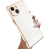 KANGHAR Case Compatible with iPhone 15 Luxury Cute Plating Design Case Full-Body Anti-Scratch Shockproof Bumper Protective Cover for iPhone 15 6.1 Inch White