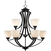 Possini Euro Design Milbury Dark Bronze Chandelier Lighting 30" Wide Two Tier White Frosted Glass 9-Light Fixture for Dining 