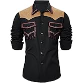 American Trends Mens Western Shirts Long Sleeve Cowboy Shirts for Men Casual Button Down Shirts Country Shirt