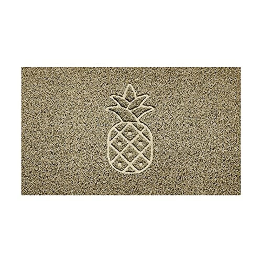 Nicoman Embossed Spaghetti Door Mat Dirt-Trapper Jet-Washable Doormat 70x43cm (Beige, PINEAPPLE Shape) - Use Indoor or Sheltered Outdoor