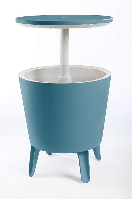 Amazon Com Keter Modern Cool Bar Outdoor Patio Furniture And Hot Tub Side Table With 7 5 Gallon Beer And Wine Cooler Teal Garden Outdoor