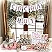 Hot Cocoa Bar Kit Pink Silver Snowflake Hot Cocoa Banner Bar Sign Hot Chocolate Toppings Labels Cup Stickers for Winter Wonderland Baby Shower Baby It's Cold Outside Decorations Frozen Party Supplies