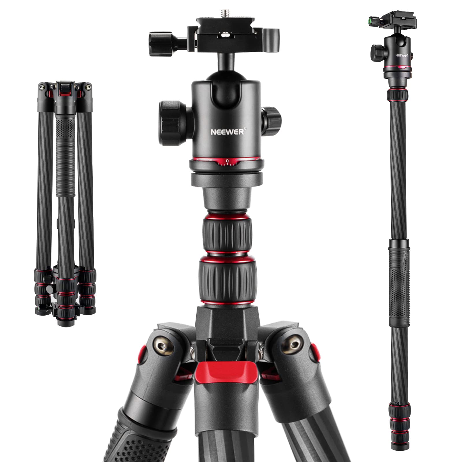 Mua Upgraded 80.7" Carbon Fiber Camera Tripod Monopod with Telescopic 2 Section Center Axes, 360