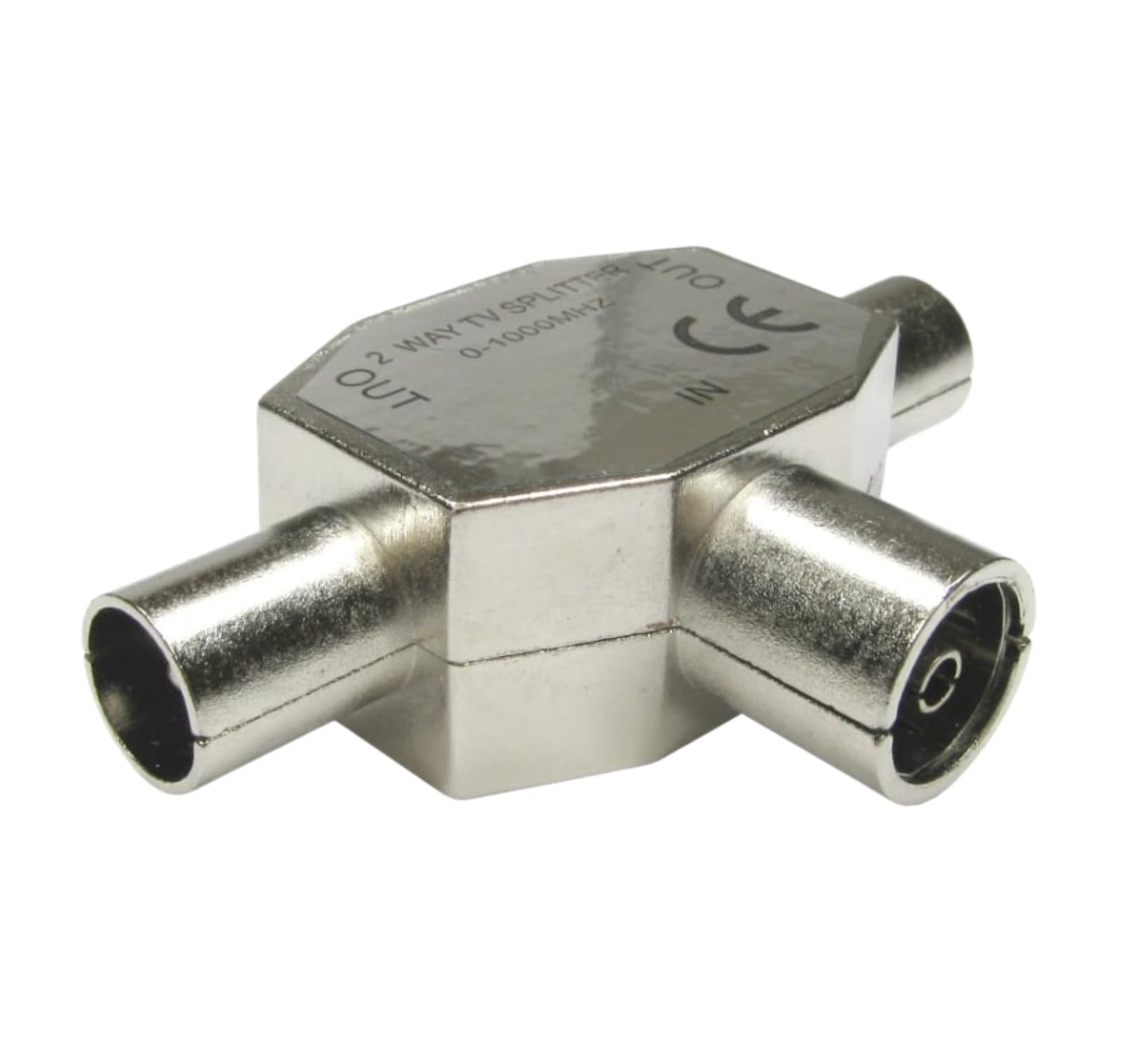 2-Way Aerial Coaxial Cable Splitter - Relloh Digital TV Aerial Splitter Female to 2 Male Aerial Connectors Shielded Metal Housing, Compatible with Cable TV Antenna