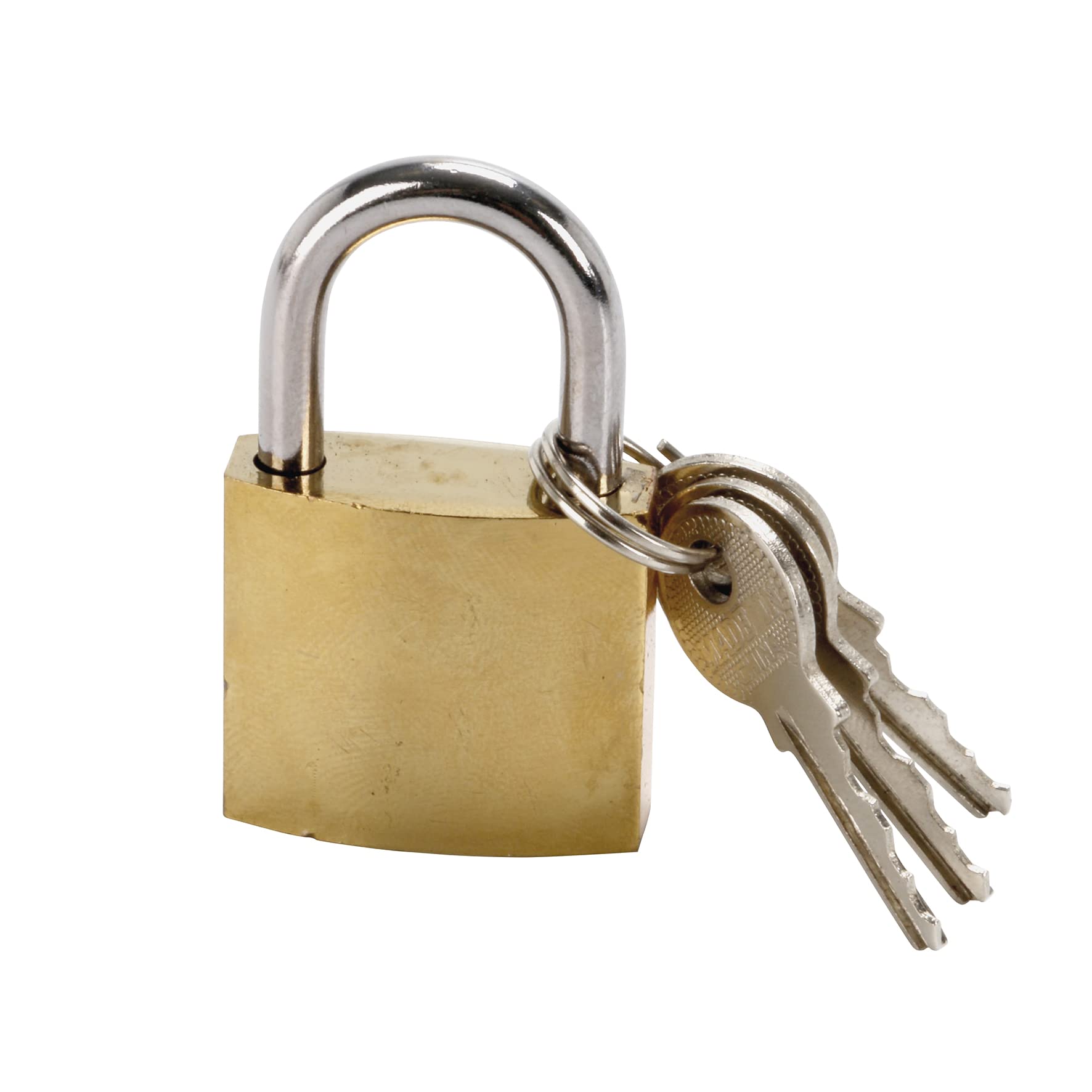 COGEX 80017 Lock for Locker, Key Cabinet – Small Heavy Duty Steel Padlock – 30 mm – Compatible with All Types of Uses, Gold, 30mm, Set of 4 Pieces