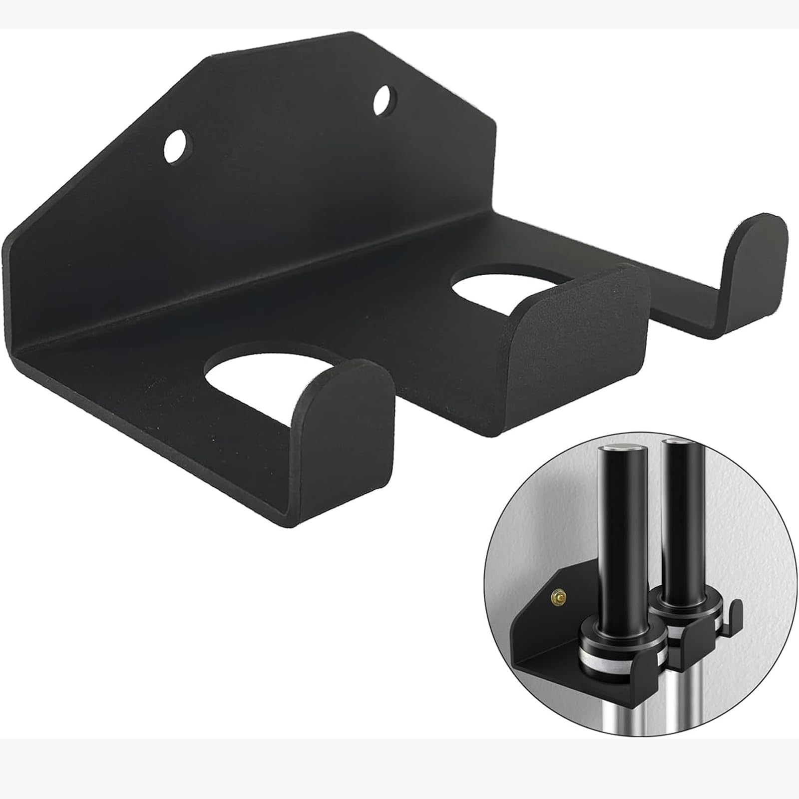 Double Barbell Storage, Vertical Hanging Barbell Rack, Wall Mount Olympic Barbell Holder, Space Saving Commercial or Home Gym Accessory