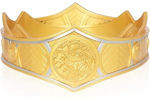 HLENOK Queen Rhaenys Targaryen Crown Gold Tiara Princess Cosplay Headwear Women Girls Headbands Hair Jewelry Halloween Party Prop