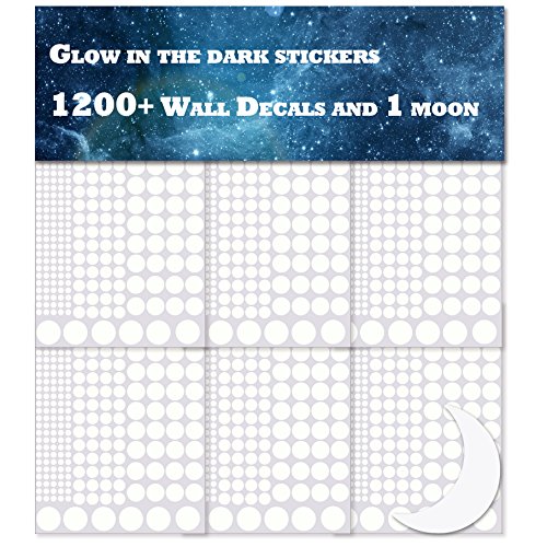 Airbin Glow in The Dark Star Decals Glowing Reusable Ceiling Décor of 1447Pcs Dots Plus Moon and Constellation Guide Perfect for Kids Bedding Room or Media Room, Beautiful Wall Decals  - Thumbnail 4