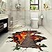 Kemilove 3D Stream Floor Wall Sticker Removable Mural Decals Vinyl Art Living Room Decor (VolcanoLand)