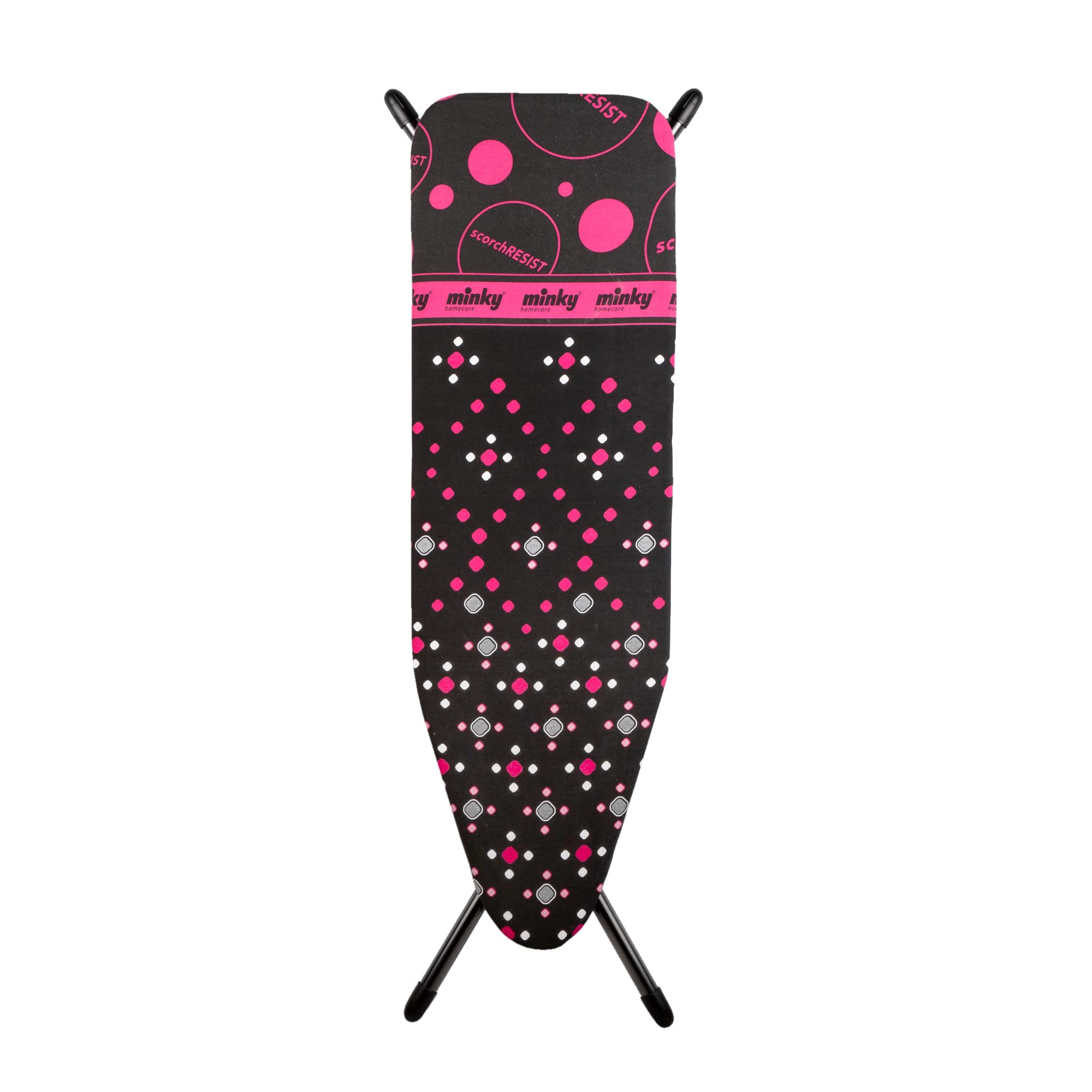 Minky Hot Spot Ironing Board | Made in UK | Freestanding Ironing Board with Premium Cover and Pad Featuring Scorch Resistant Iron Parking Zone - 48