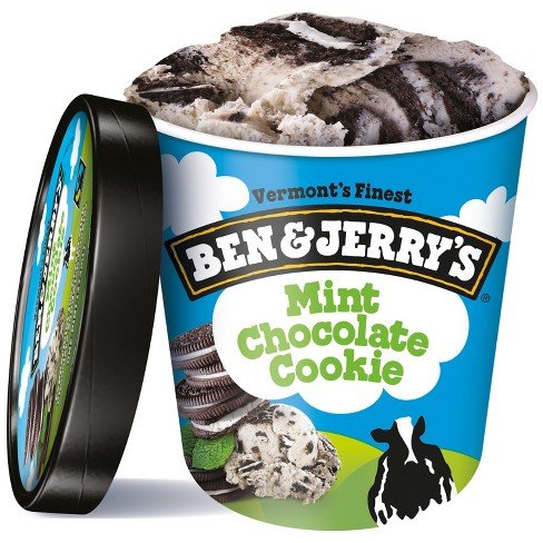 Ben & Jerry's - Vermont's Finest Ice Cream, Non-GMO - Fairtrade - Cage-Free Eggs - Caring Dairy - Responsibly Sourced Packaging, Mint Chocolate Cookie, Pint (4 Count)