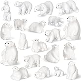 Macarrie 20 Pieces Polar Bear Animal Toy Figurines Set Includes Baby Bears 3D Model Educational Toys Cake Toppers Christmas Birthday Gift for Boys and Girls Craft Home Decoration