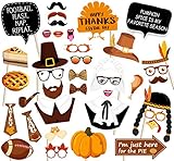 47Ct Thanksgiving Photo Booth Props - Harvest Turkey Day Party Decorations - Autumn/Fall/Holiday Supplies